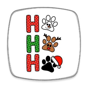 H Weihnachtspfoten Plaid - Viereckiger Kühlschrankmagnet - Weiß - Vorne