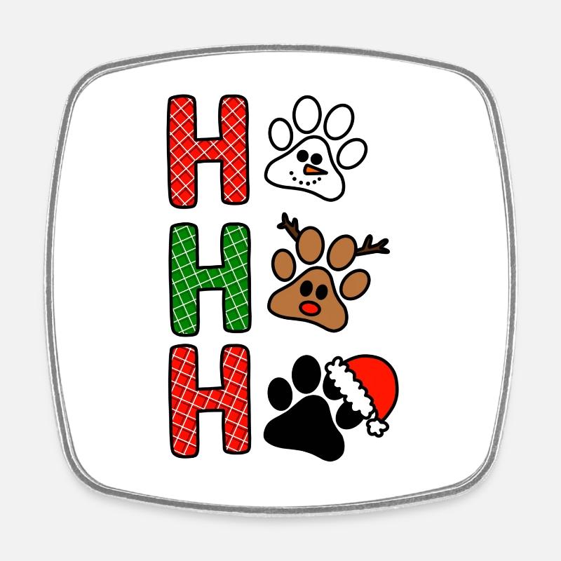 H Christmas Paws Plaid - Square fridge magnet - white