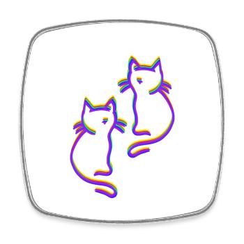 Chats arc-en-ciel LGBT - Magnet carré - blanc - Devant