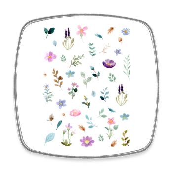 Watercolor Florals on Black - Square fridge magnet - white - Front