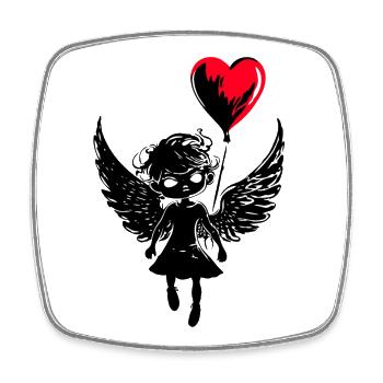 Engel mit Herz Luftballon - Heartful Creatures - Viereckiger Kühlschrankmagnet - Weiß - Vorne