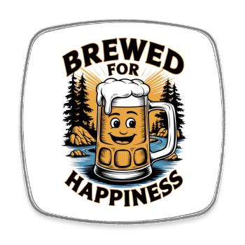 Brewed for Happiness, Perfect for Beer Lovers - Square fridge magnet - white - Front