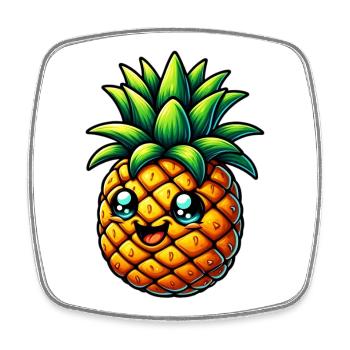 Ananas - Viereckiger Kühlschrankmagnet - Weiß - Vorne