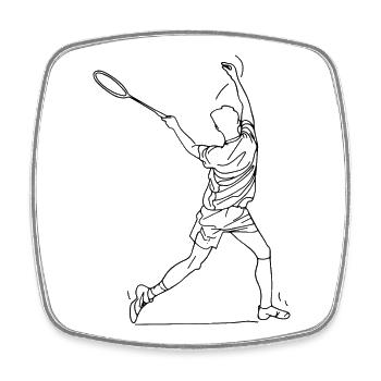 Badmintonspieler Zeichnung - Viereckiger Kühlschrankmagnet - Weiß - Vorne