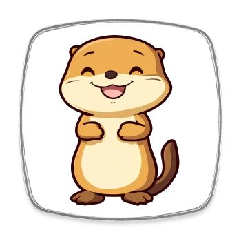 Loutre mignonne et heureuse dans le style dessin animé - Adorable - Magnet carré - blanc - Devant