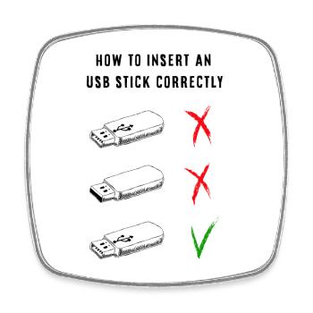 Comment insérer correctement une clé USB - Magnet carré - blanc - Devant