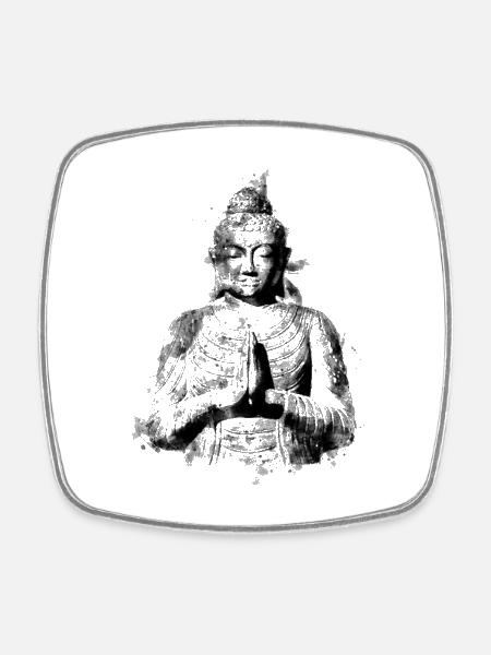 Bouddha - Magnet carré - blanc