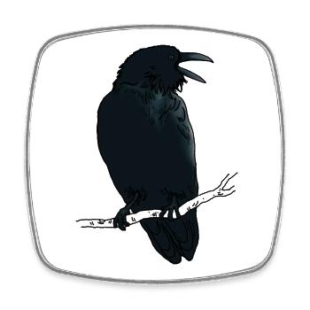 Black Raven - Square fridge magnet - white - Front
