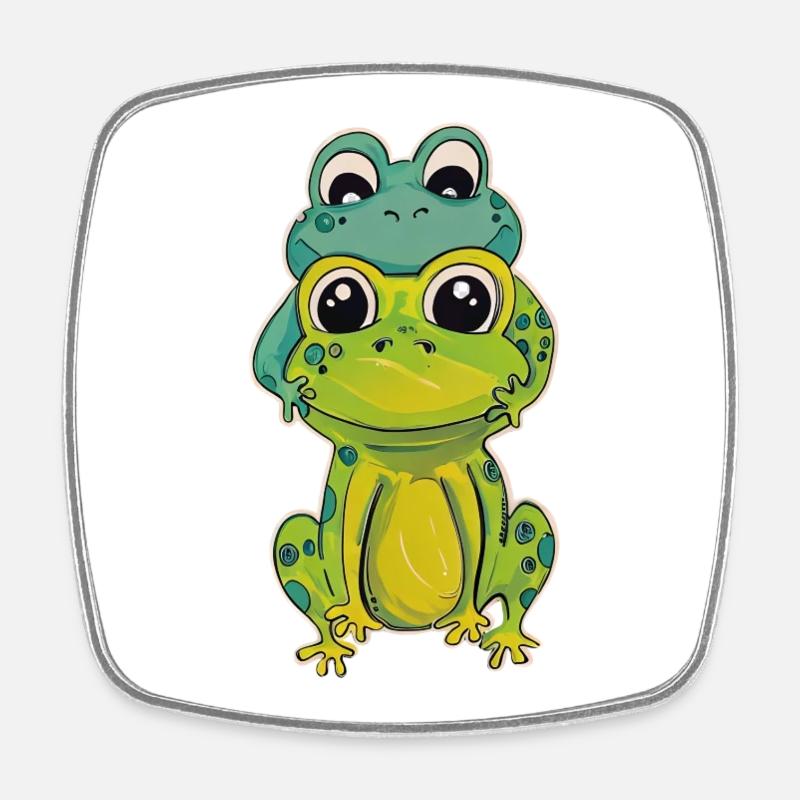 Two frog friends - Square fridge magnet - white