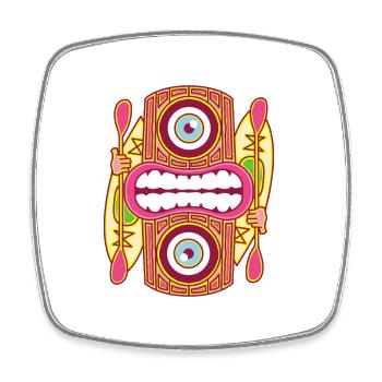 Red Tiki King - Kayak - Square fridge magnet - white - Front