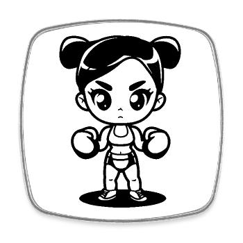 Boxer Fille - Magnet carré - blanc - Devant