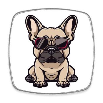 Französische Buldogge Hunde Cool Comic - Viereckiger Kühlschrankmagnet - Weiß - Vorne