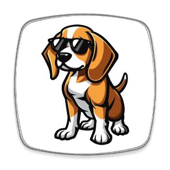 Beagle Hunde Cool Comic - Viereckiger Kühlschrankmagnet - Weiß - Vorne