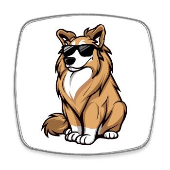 Border Collie Hunde Cool Comic - Viereckiger Kühlschrankmagnet - Weiß - Vorne