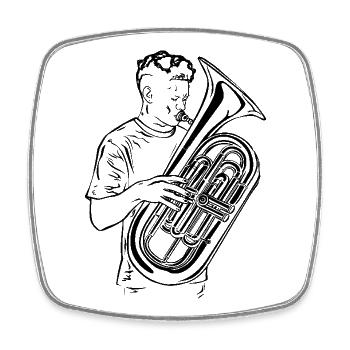 Dessin de joueur de tuba - Magnet carré - blanc - Devant