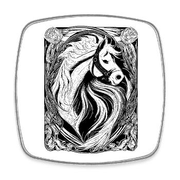 Horse - Square fridge magnet - white - Front