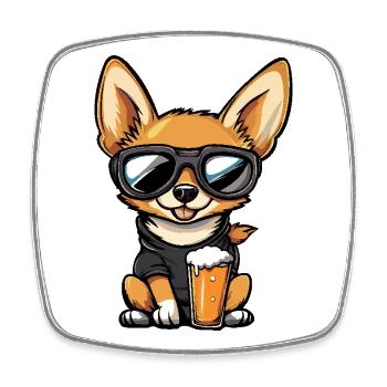 Chihuahua chien après-ski bière - Magnet carré - blanc - Devant