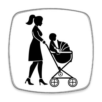 Mom stroller baby - Square fridge magnet - white - Front