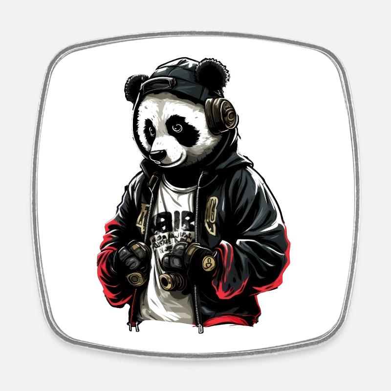 SSW29 Disco Panda - Square fridge magnet - white