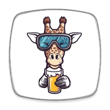 Girafe Après-Ski Bière Bande Dessinée - Magnet carré - blanc - Devant