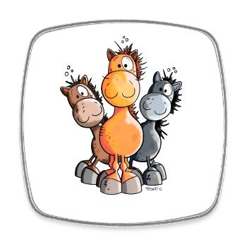 Pferdemädchen Pferde Cartoon - Viereckiger Kühlschrankmagnet - Weiß - Vorne