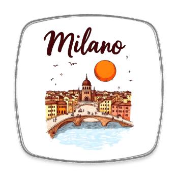 Milan Skyline – Italy's fashion and design metropolis - Square fridge magnet - white - Front