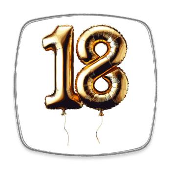 18 Years Gold Balloon Foil Balloon Gift - Square fridge magnet - white - Front