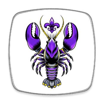 Mardi Gras crawfish with fleur-de-lis design - Square fridge magnet - white - Front