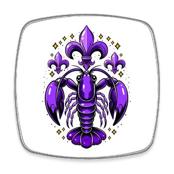 Mardi Gras crawfish with fleur-de-lis design - Square fridge magnet - white - Front