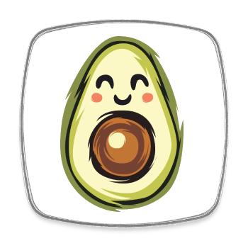 Lustige Avocado mit glücklichem Gesicht - Viereckiger Kühlschrankmagnet - Weiß - Vorne