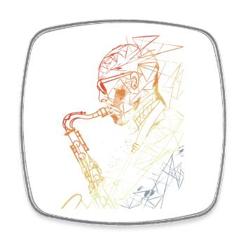 Saxophonist Retro - Square fridge magnet - white - Front