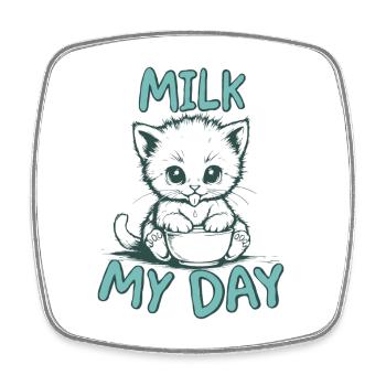 Milk My Day Chemise Chats - Magnet carré - blanc - Devant