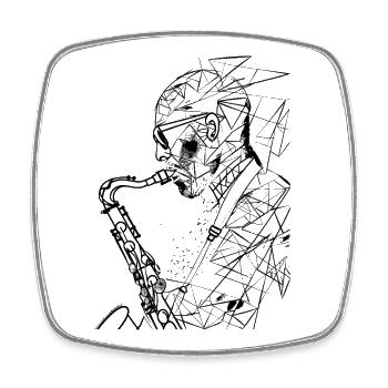 Saxophonist Drawing - Square fridge magnet - white - Front