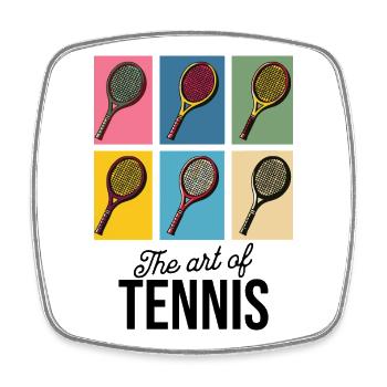 L’art du tennis Pop Art Raquette Chemise - Magnet carré - blanc - Devant