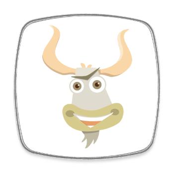 Cheerful illustration of a yak's head - Square fridge magnet - white - Front