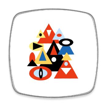 Conception géométrique abstraite pyramidale - Magnet carré - blanc - Devant
