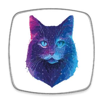 Galaktische Katze - Viereckiger Kühlschrankmagnet - Weiß - Vorne