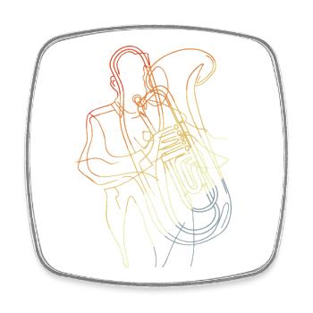 Tuba Player Sketch Vintage Look - Square fridge magnet - white - Front