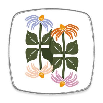 Vierblüten-Illustration - Viereckiger Kühlschrankmagnet - Weiß - Vorne