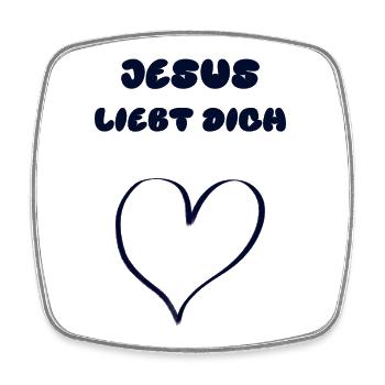 JESUS LIEBT DICH mit Herz - Viereckiger Kühlschrankmagnet - Weiß - Vorne
