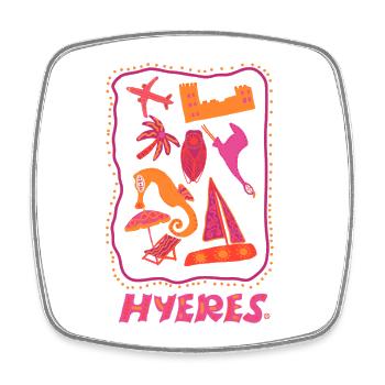 Mish-mash Hyères the palm trees travel France - Square fridge magnet - white - Front