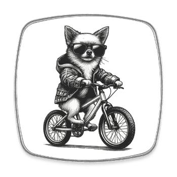 Bicycle Chihuahua Sunglasses Bike Gift - Square fridge magnet - white - Front