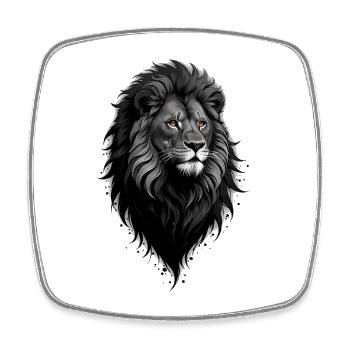 A striking portrait of a lion in black tones - Square fridge magnet - white - Front
