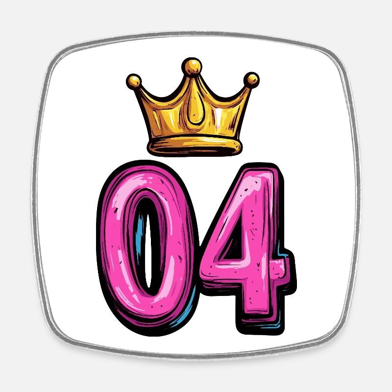 4 Number Crown - Square fridge magnet - white