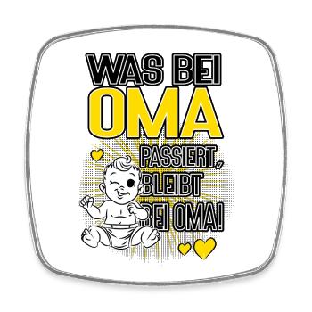 Was bei Oma passiert bleibt bei Oma Baby Design - Viereckiger Kühlschrankmagnet - Weiß - Vorne