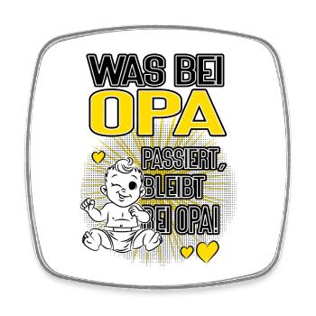 Was bei Opa passiert bleibt bei Opa - Viereckiger Kühlschrankmagnet - Weiß - Vorne