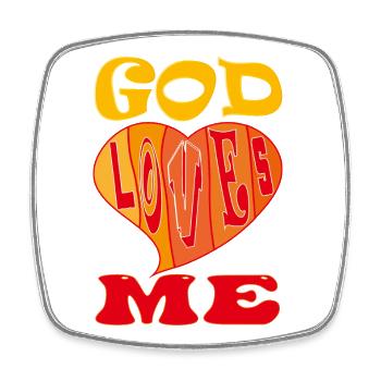 God Loves Me - Square fridge magnet - white - Front