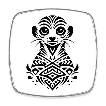 Suricate tribal - Magnet carré - blanc - Devant