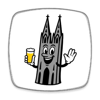 Kölner Dom mit Kölsch - Viereckiger Kühlschrankmagnet - Weiß - Vorne