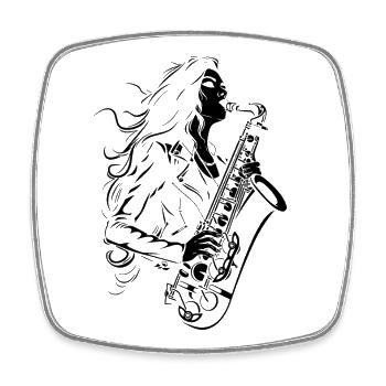 Saxophonspielerin Skizze - Viereckiger Kühlschrankmagnet - Weiß - Vorne